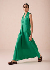A Model Wearing Green Lyocell The Moment Lyocell Maxi Dress, curated by Only Ethikal